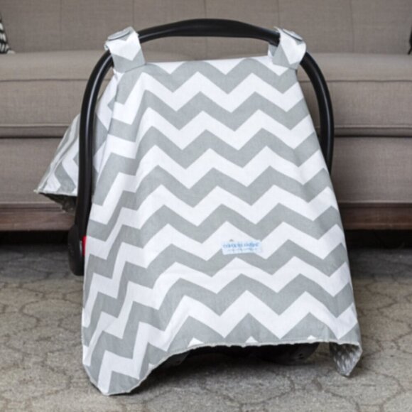 Car Seat Canopy LIKE NEW black/white printed minky fabric canopy only - Picture 1 of 4